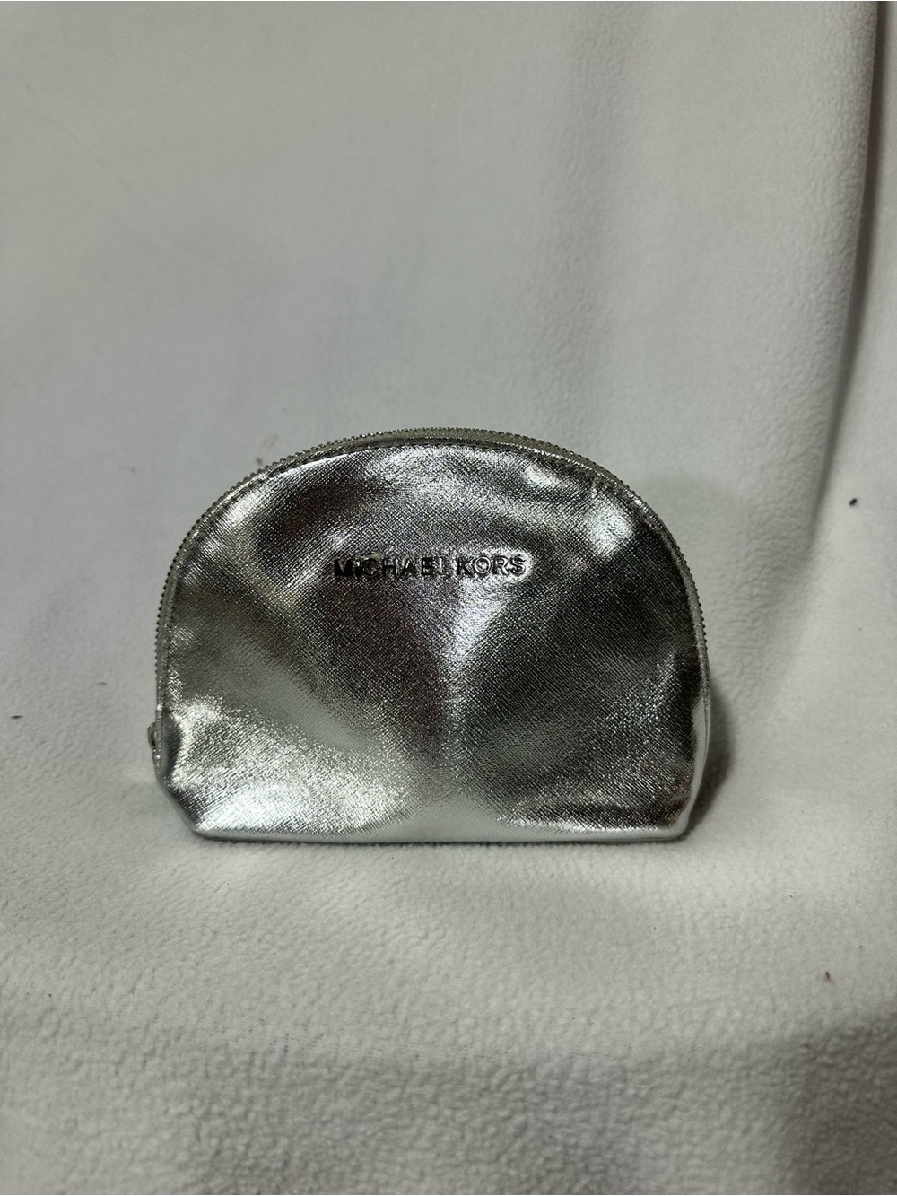 Michael Kors Metallic Silver Dome Cosmetic Case